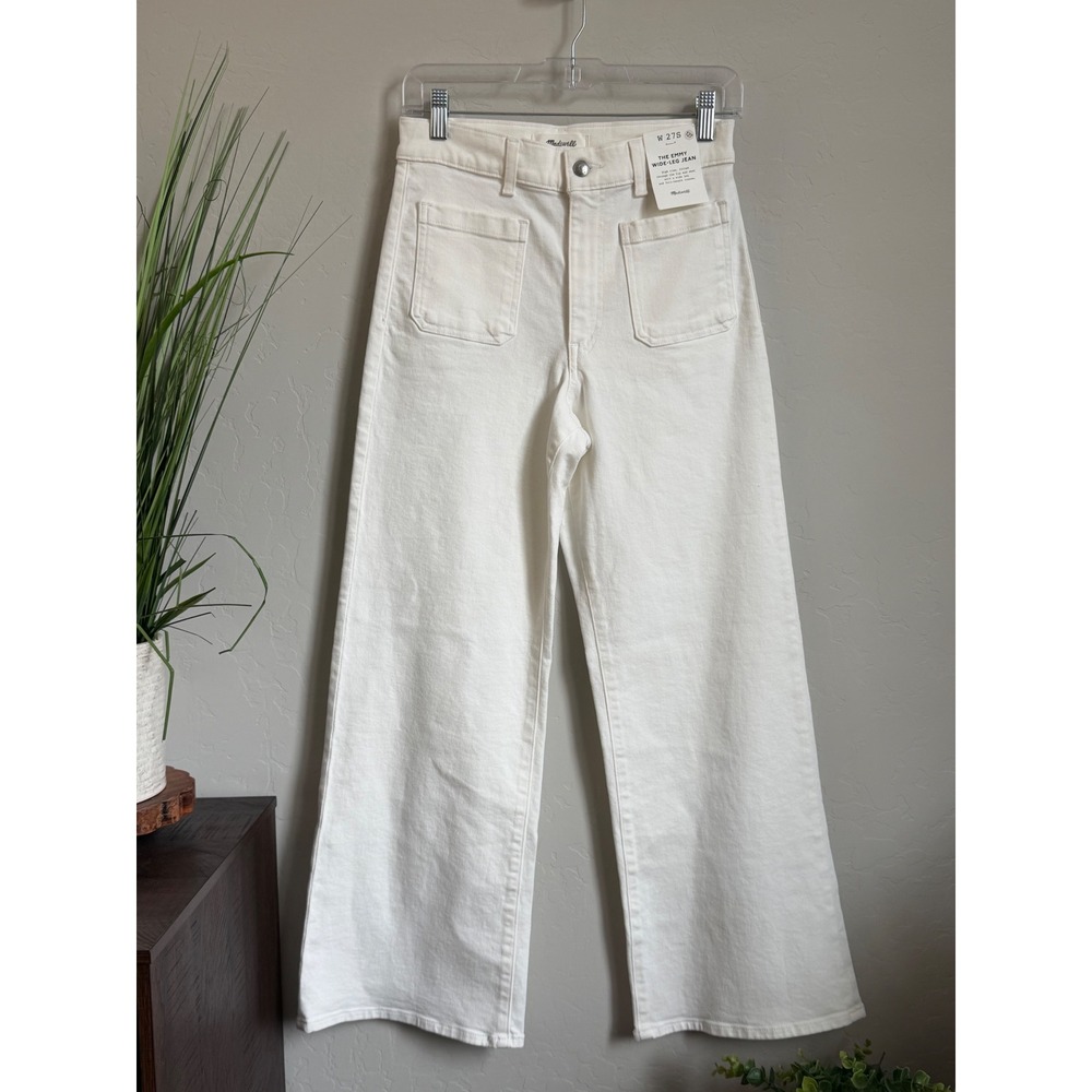 Madewell The Emmy Wide-Leg Jean White High Rise Patch Pocket NZ565 Size 27S